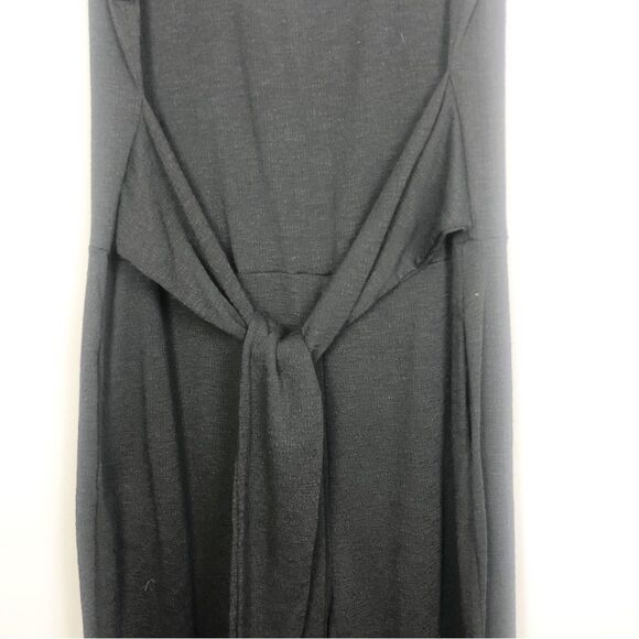 LUSH | NEW Black Tie Front Tapered Leg Jumpsuit Keyhole Back Women’s Size Large - Picture 4 of 10